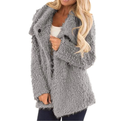 亞馬遜爆款歐美女裝2018冬季新款中長款長袖羊羔毛呢外套