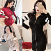 Zipper Decoration Slim Fit Wrap Hip Dress