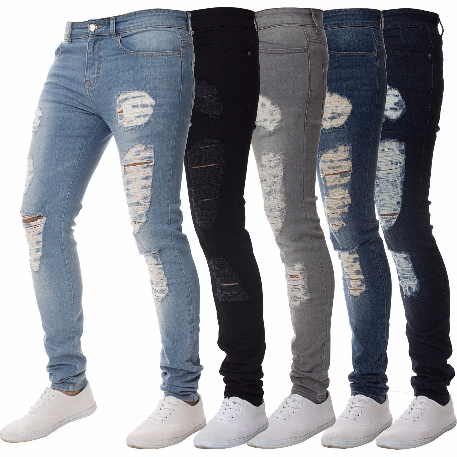 Cross-border foreign trade fashion casual men's jeans personality burst into a small feet jeans handsome hundred trousers