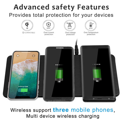 QI Standard wireless charging Trine Line charge multi-function wireless Charger apply IPHONEX mobile phone