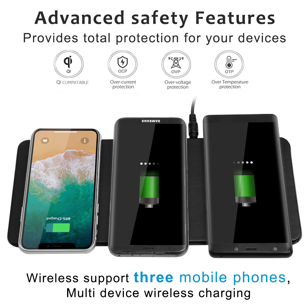 QI Standard wireless charging Trine Line charge multi-function wireless Charger apply IPHONEX mobile phone