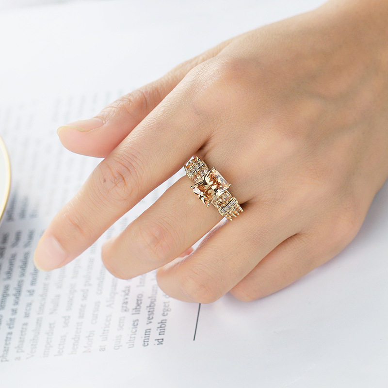 supply of popular jewelry copper inlaid zircon jewelry popular punk style men and women's colorful gold plated rings_ipsvogv.com