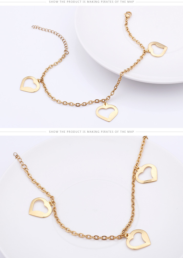 Simple Style Heart Titanium Steel 18K Gold Plated Women'S Anklet display picture 6