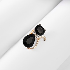 跨境貓咪胸針 個性可愛鑲鑽小貓咪胸針時尚百搭合金水鑽胸花