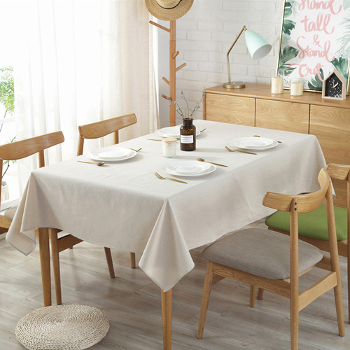Hemp natural white solid color cotton and linen tablecloth Nordic simple style tablecloth Western restaurant decoration fabric wholesale