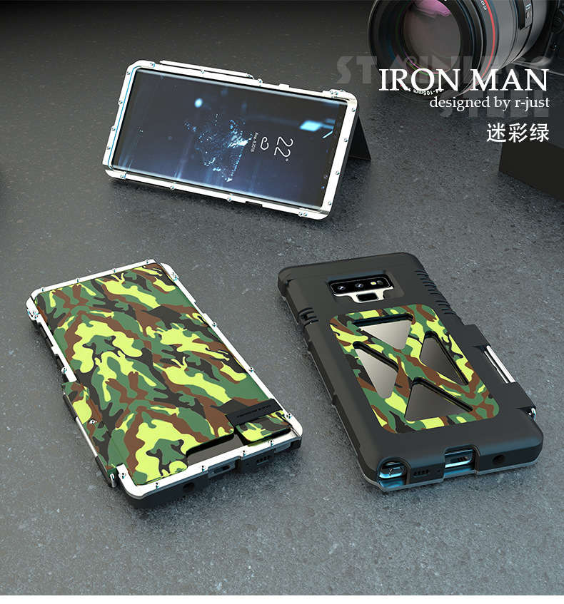 Armor King Iron Man Luxury Shockproof Stainless Steel Aluminum Metal Flip Case Cover for Samsung Galaxy Note 9