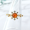 Jewelry, golden retro accessory, zirconium pomegranate from pearl, ring with stone, 9 carat, wholesale