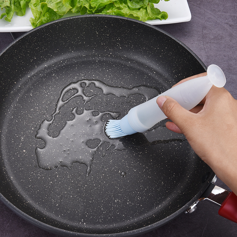 FDA级硅胶带吸盆护盖BBQ烘培油刷 抽油刷创业DIY烘培工具油瓶扫