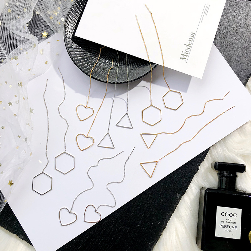 5g Weight No Inlaid Inlay Material Earrings Classification Housewarming, Anniversary, Business, Wedding, Travel, Birthday, Festival Occasion Copper Material Geometric Pattern Women'S Gender Plating Design Gold, Silver Color Geometric Plating Copper No Inlaid Drop Earrings 7