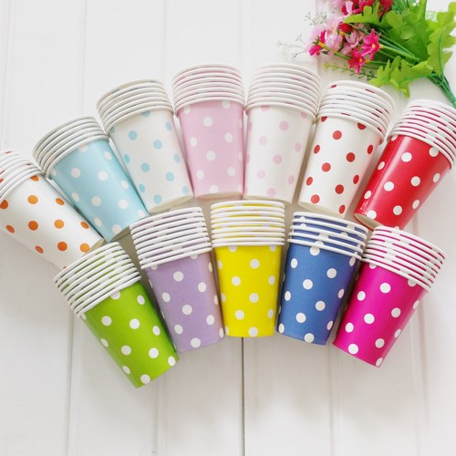 Holiday party dot paper cups disposable party cups wedding children birthday party supplies cold drink cups