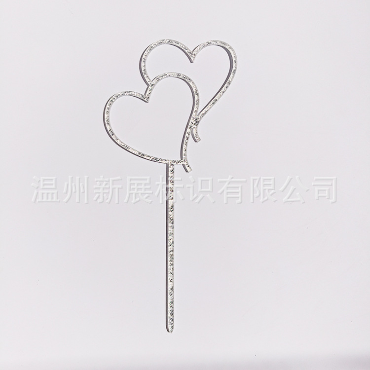 生日蛋糕装饰创意大小爱心插牌插签金色心形插卡甜品台装饰插件