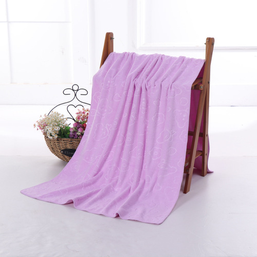 Factory Direct Sale 70x140 Ultra Fine Fiber Bath Towel with Floral Cartoon Bear Design, Water-absorbent and Soft Bath Towel Wholesale