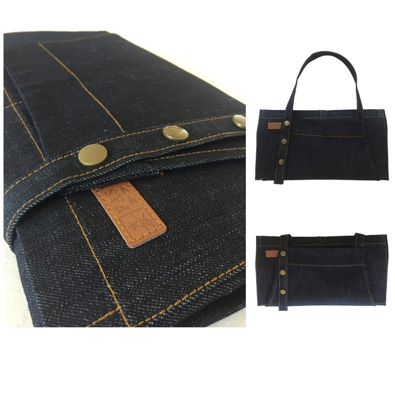 Delantal de mezclilla manicura leche té restaurante hogar Cocina de hombres y mujeres estilo coreano ropa de trabajo de moda logotipo personalizado