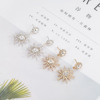 Shiny long earrings, pendant with tassels, Korean style, with snowflakes