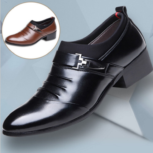 New men's summer shoes for large sizes, business formal leather shoes with a pointed toe, British style, single shoe, breathable and comfortable casual shoes.