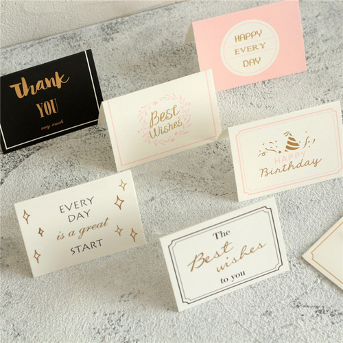 Gold foil earring accessories card birthday thank you card message blessing card envelope Christmas small double fold card greeting card