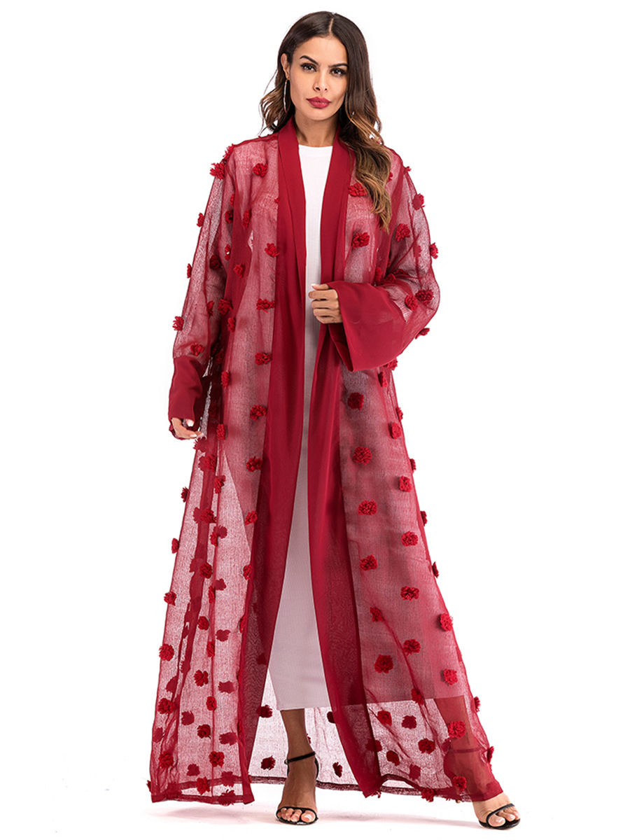 Title 39, Kadınlar için 3D Çiçek Örgü Gevşek Dantel Uzun ...