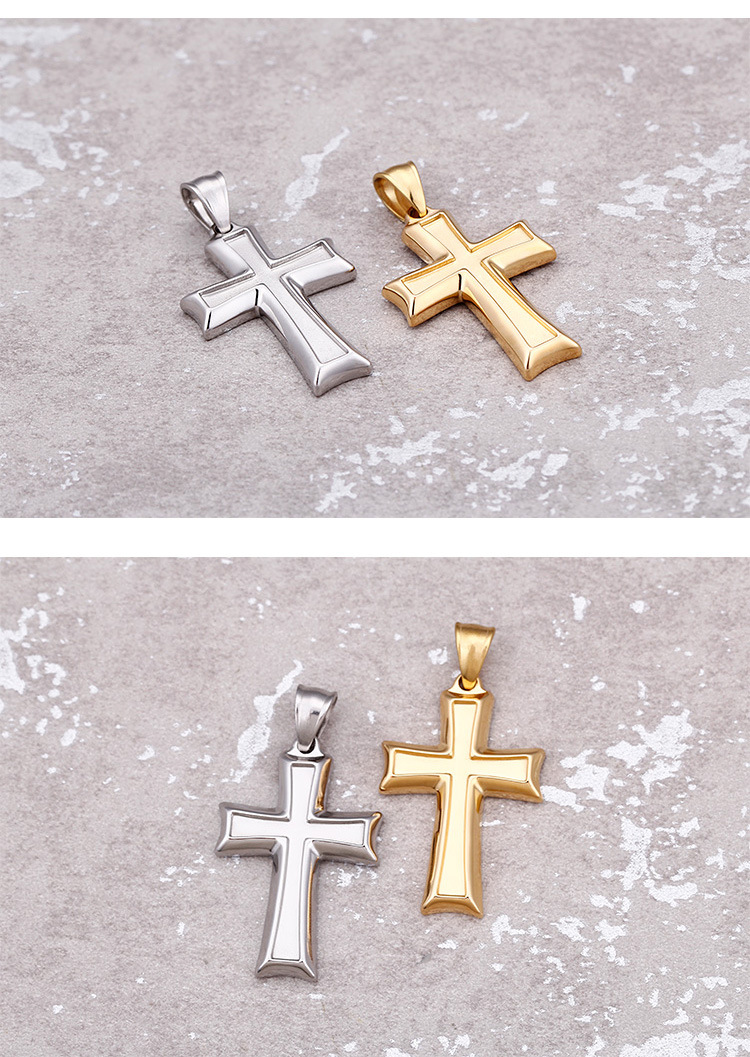 Plating Craft Gold, Silver Color Retro Glossy Cross Stainless Steel Pendant Wholesale Nihaojewelry
