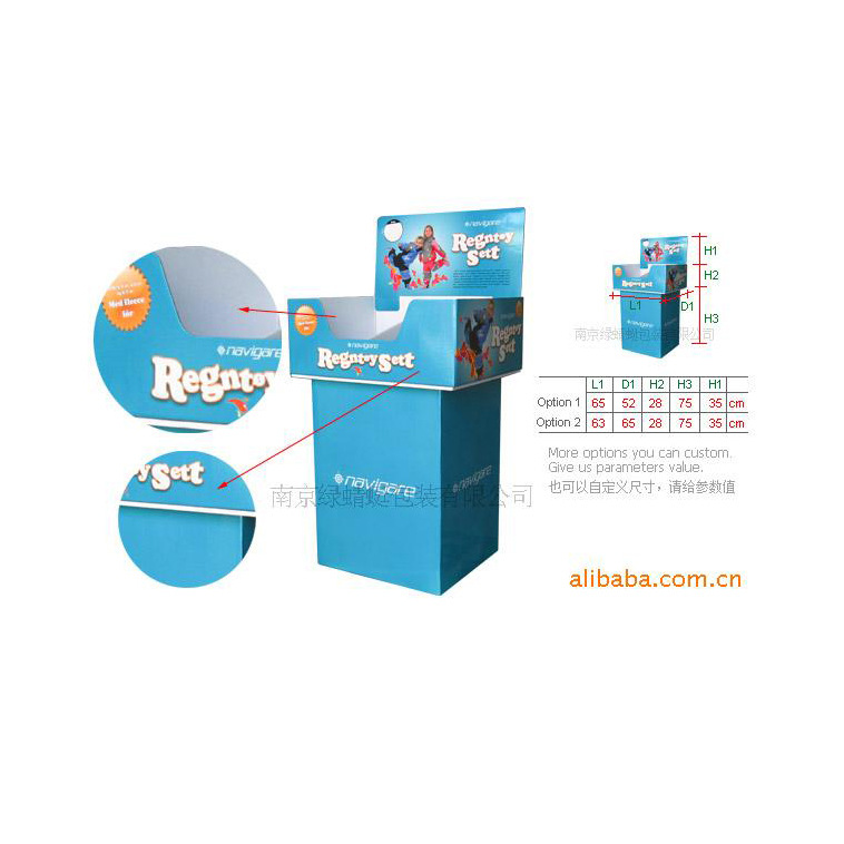 食品纸陈列架、化妆品纸展示架、手提包纸货柜、产品展架