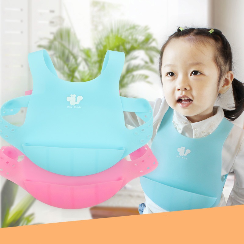 New products Solid Liquid state silica gel Parceled Bibs baby Having dinner Bib children soft vest silica gel Bibs