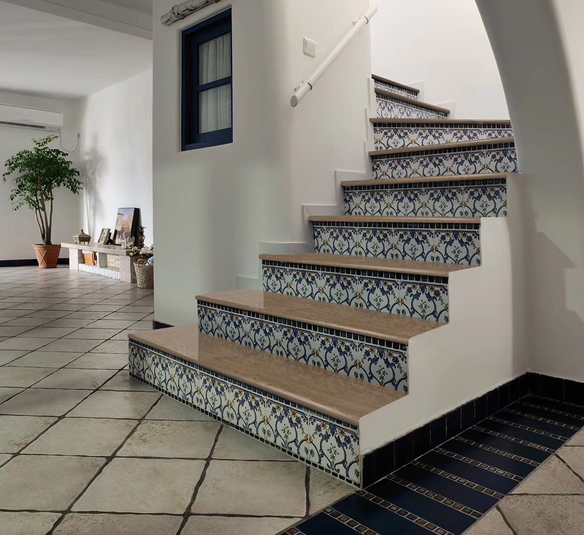 佛山全瓷楼梯踏步梯级砖台阶瓷砖亮面楼梯砖尺寸多样一体式梯级砖-阿里巴巴