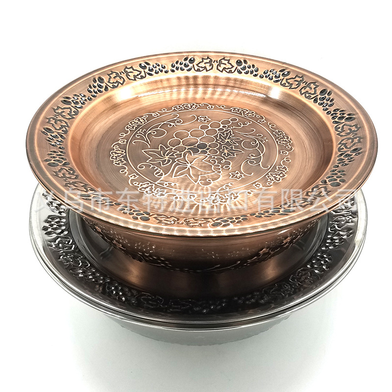 厂家直销不锈钢压花盆葡萄盖盆古铜色创意盖盆出口多用盆详情图13