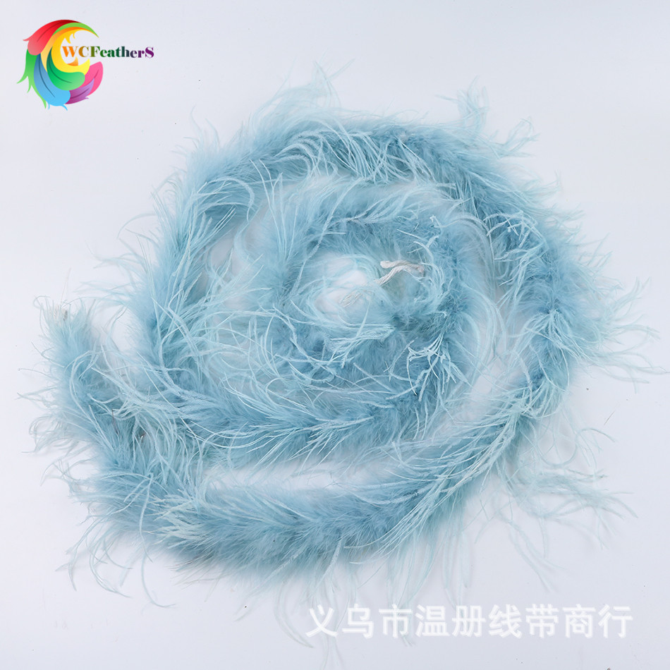 温册羽毛厂家现货热销彩色鸵鸟毛围巾毛条鸵鸟毛毛条服装辅料2米详情图7