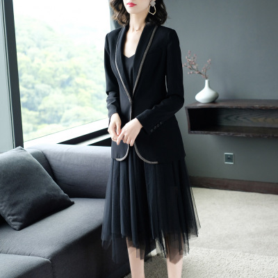 壹件代發2018秋季新款歐美女裝簡約休閑外搭修身小西裝3533