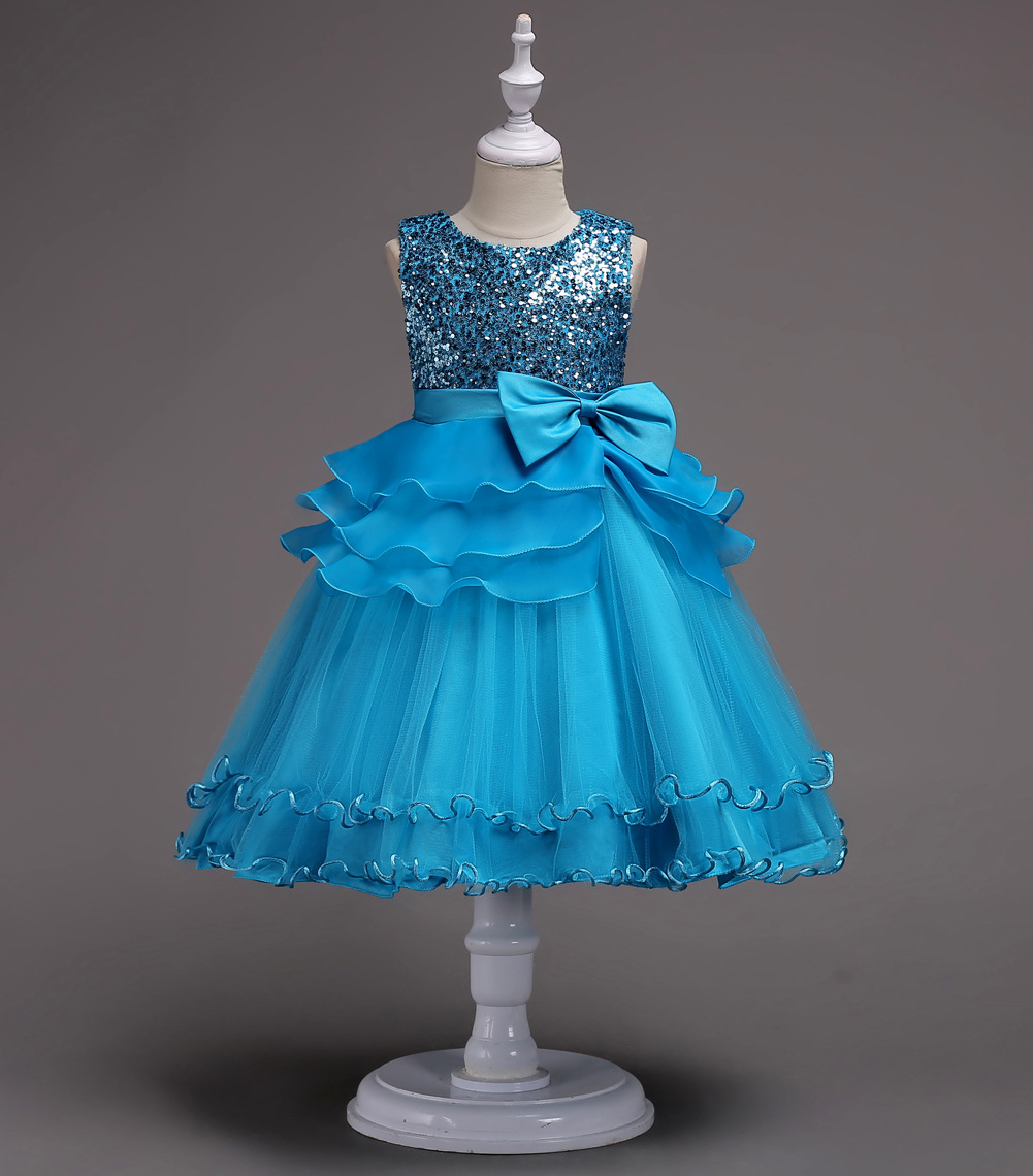 Ropa Para Niños Vestido De Novia Niñas Lentejuelas Princesa Pettiskirt Vestido De Malla Para Niños display picture 15