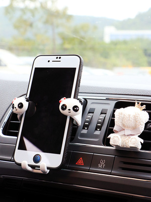 Lovely Panda Mobile Phone Bracket for Automobile Products Multifunctional Gravity Navigation Bracket for Female Creative Outlet