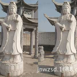 济宁石雕观音菩萨厂家 汉白玉三面观音佛像图片 石刻三面佛造价