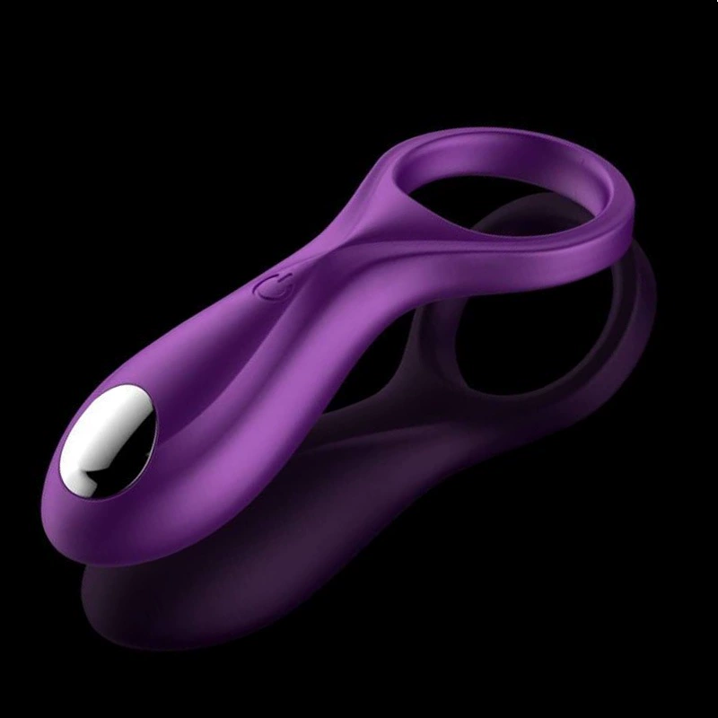 Vibrating Cock Ring, USB Rechargeable, Dual-Motor, 10 Modes, Black/Purple
