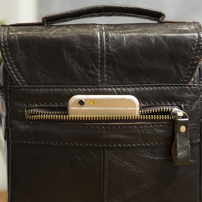 High Quality Leather Male Casual Design Shoulder Messenger bag , Cowhide , Fits Tablet 8 Sadoun.com