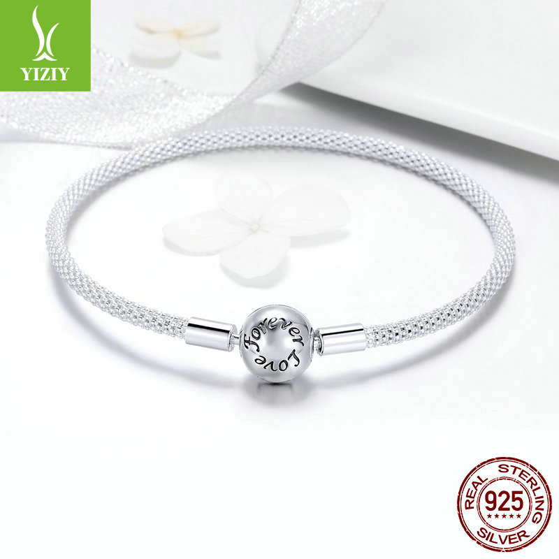 Silver Ziyun S925 Silver Bracelet for Women Eternal Love K-Style Simple Fashion DIY Basic Single Bracelet Scb105