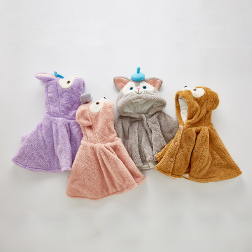 Baby quilted cloak autumn and winter new children's Korean version cartoon furry red panda thickened windproof hooded shawl