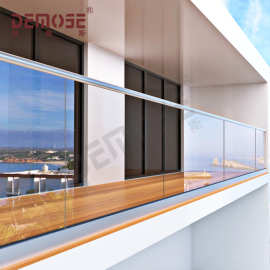 出口玻璃栏杆图片 铝合金玻璃栏杆 钢化玻璃栏杆扶手无框玻璃栏板