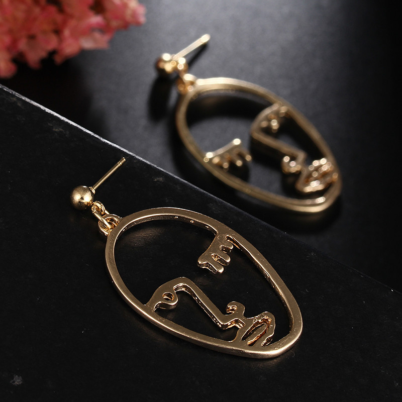 Human Face Plating Alloy No Inlaid Earrings display picture 4