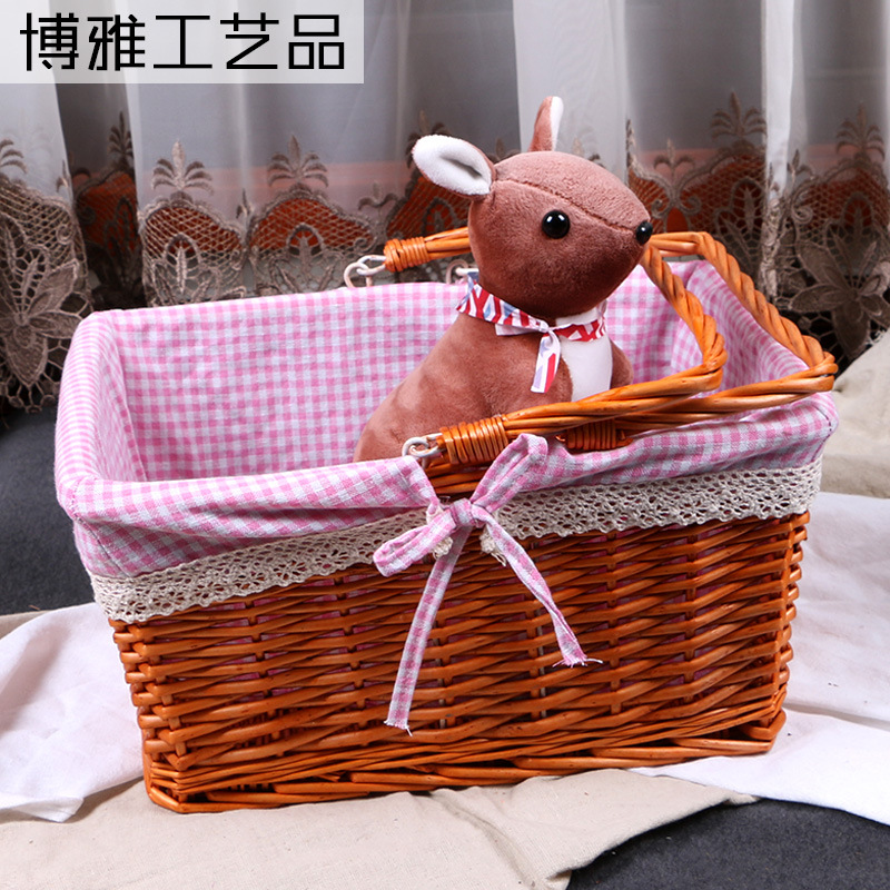 厂家批发田园风 手提鸡蛋篮子超市购物篮蔬菜篮编织收纳筐草编包