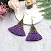 Fashionable long ethnic earrings, pendant with tassels, accessory, ethnic style, wholesale