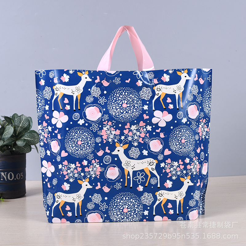 小鹿塑料手提袋服装店创意图案厂家直销包装袋logo定做批发购物袋
