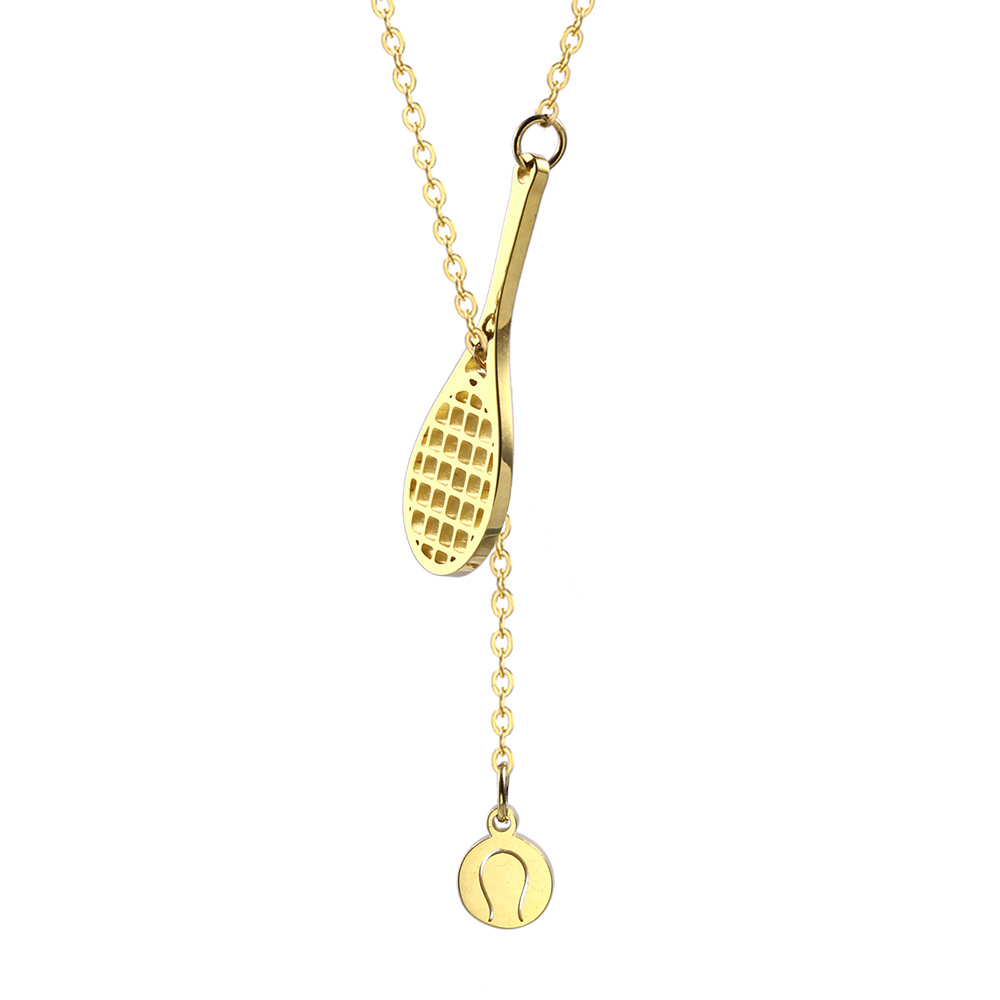 1 Piece Quantity Casual Simple Style Sports Tennis Racket Titanium Steel Plating Sweater Chain