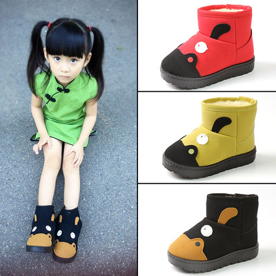 2018冬季男女儿童防滑保暖卡通短靴 加厚学生百搭低筒雪地靴|ru