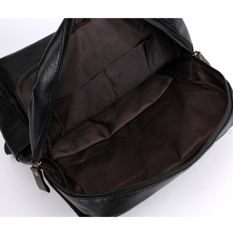 New PU leather for men's leisure, simple and large capacity business computer bag, student backpack_voghion.com
