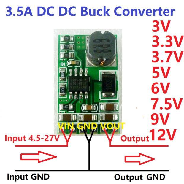 3.5A DC-DC 降压转换电源模块5-27V转3/3.3V/3.7/5V/6V/7.5/9/12V