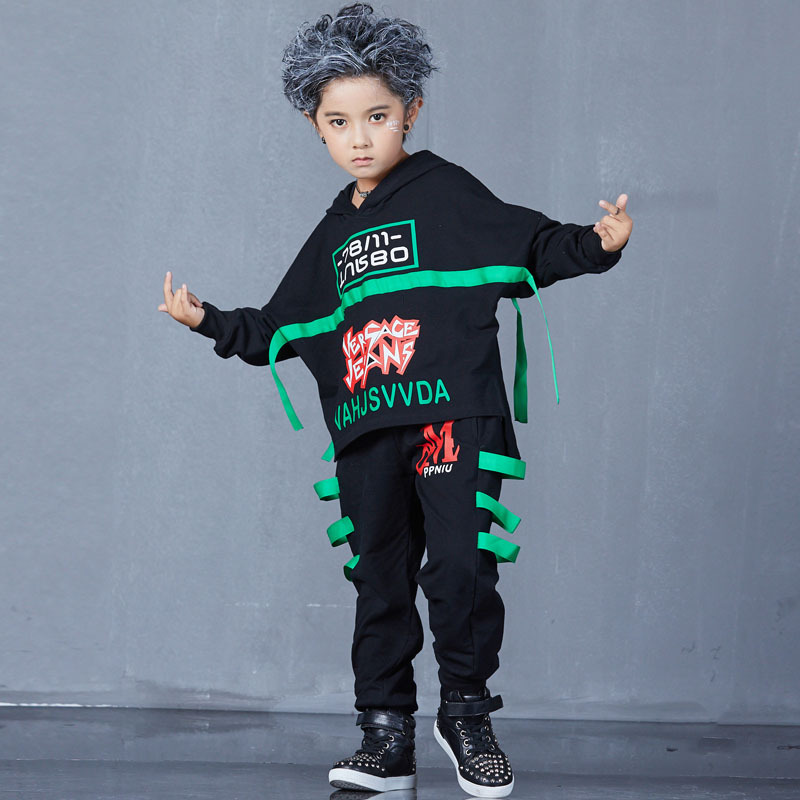 儿童街舞服装男童套装少儿嘻哈女衣服舞蹈服爵士舞表演服演出服潮