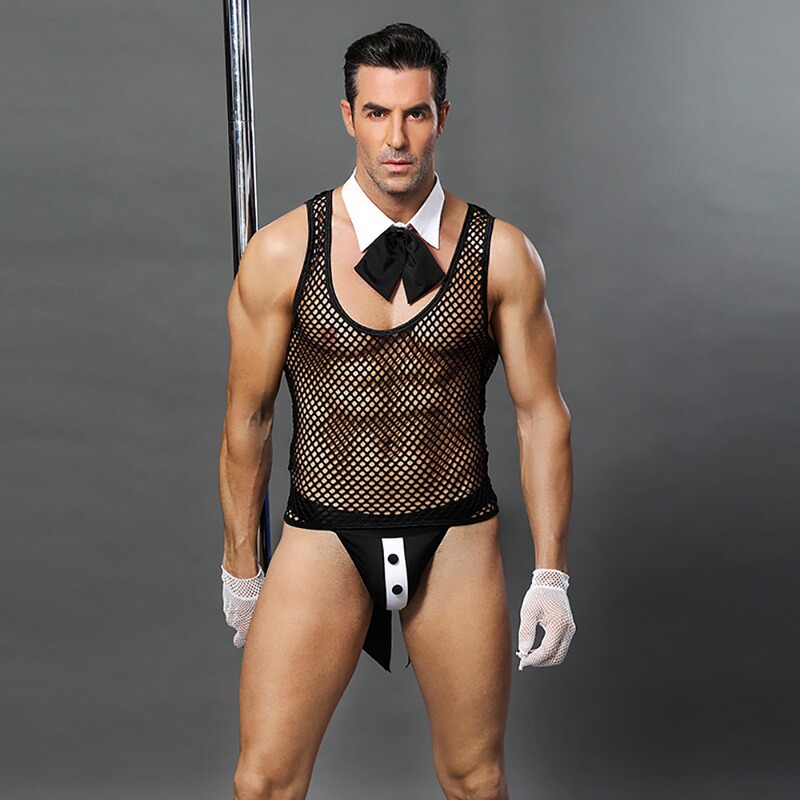 European and American Foreign Trade Supply Men's Vest Tailcoat Sexy Lingerie Male Servant Role Play Sc9072 Temptation