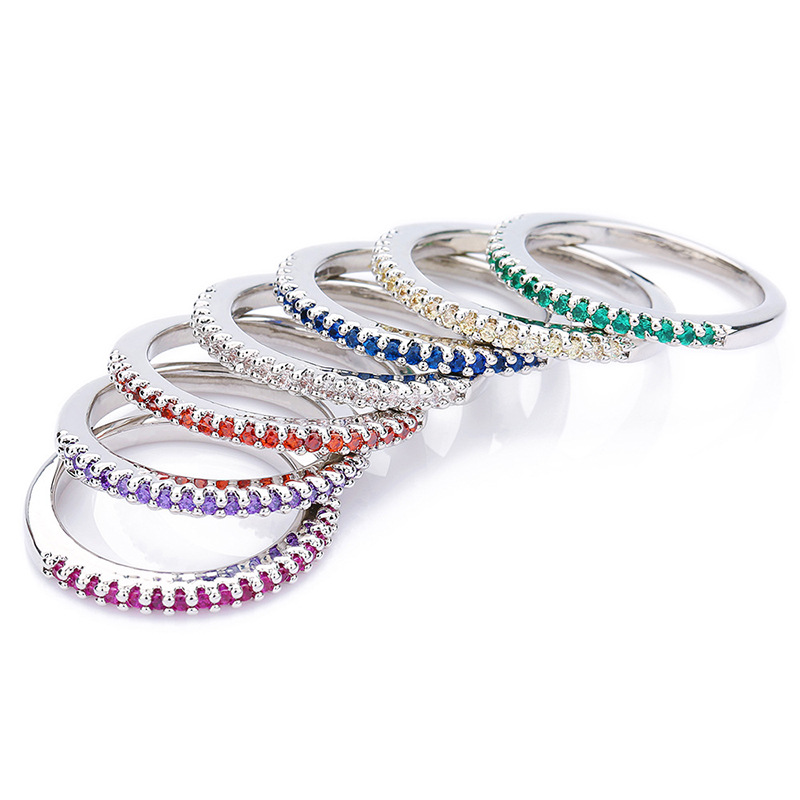 亚马逊爆款创意热卖 欧美简约彩色镐石戒指 跨境爆款