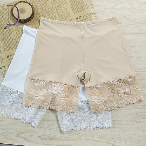 【85-130 lbs】Summer Women's Anti-Bleeding Ice Silk Safety Pants Direct Factory Supply with Large Lace Flat Pants