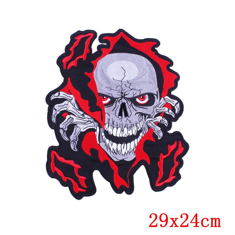 Skull Punk Large Back Patch &ndash; Biker & Punk Embroidered Patch