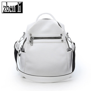 跨境新款女包 简约时尚复古风女式双肩包 纯色2020新品背包批发